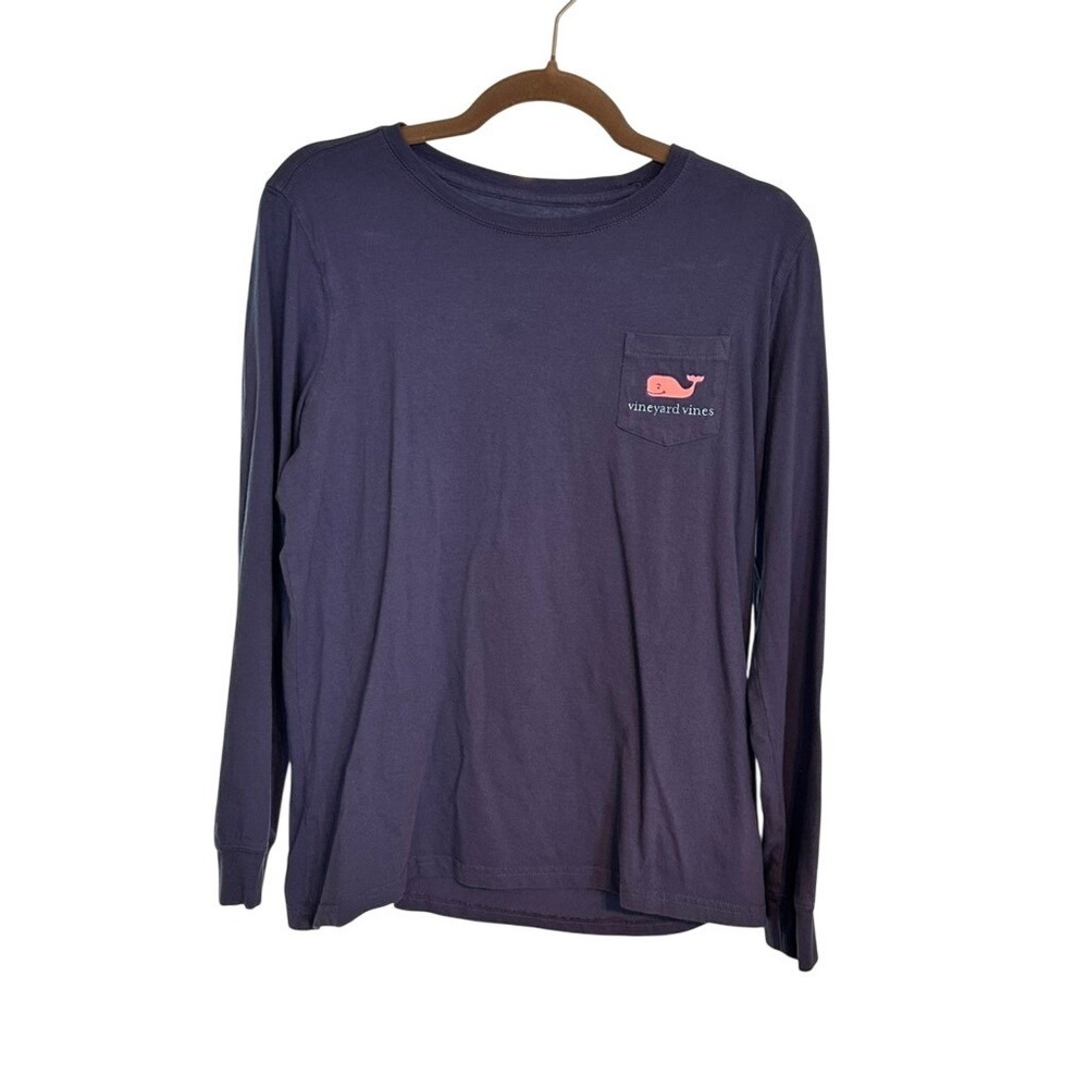 Vineyard Vines Womens Purple Golf Cart Surfboard Long Sleeve Pocket T-Shirt M